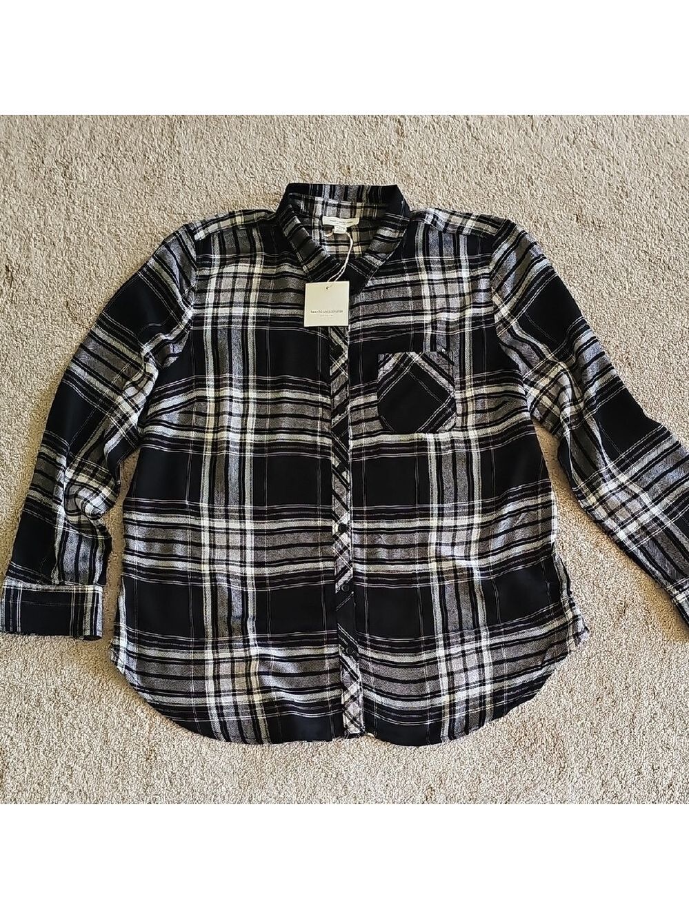 beachlunchlounge Black and White Plaid Button Down Shirt
